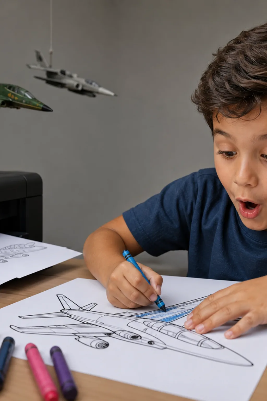 desenhos de jato para colorir — exemplo criado na Desenhos pra Colorir