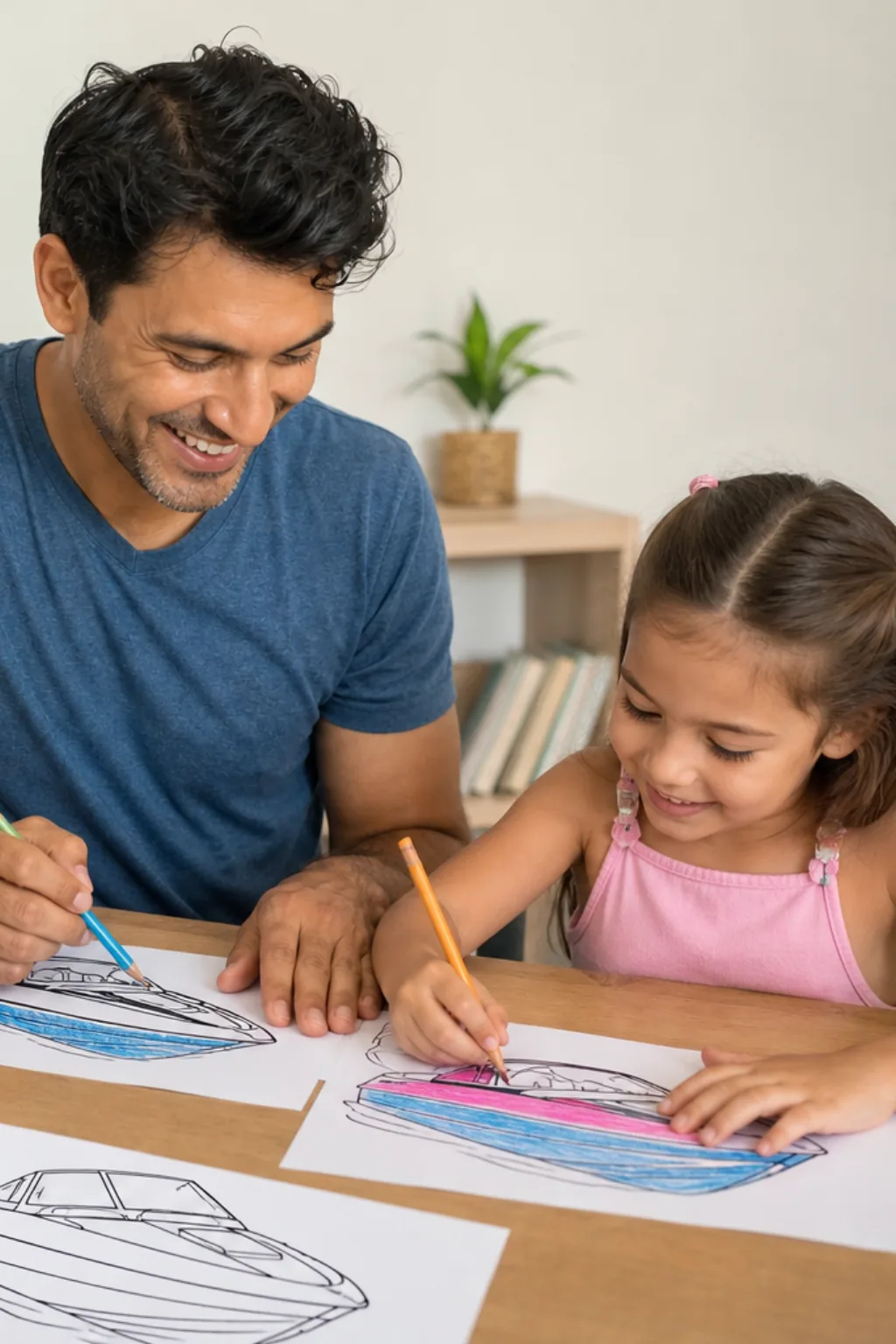desenhos de lancha para colorir — exemplo criado na Desenhos pra Colorir