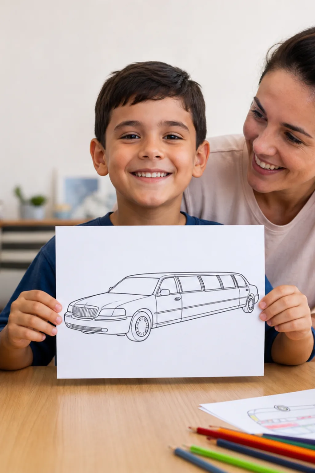 desenhos de limousine para colorir — exemplo criado na Desenhos pra Colorir