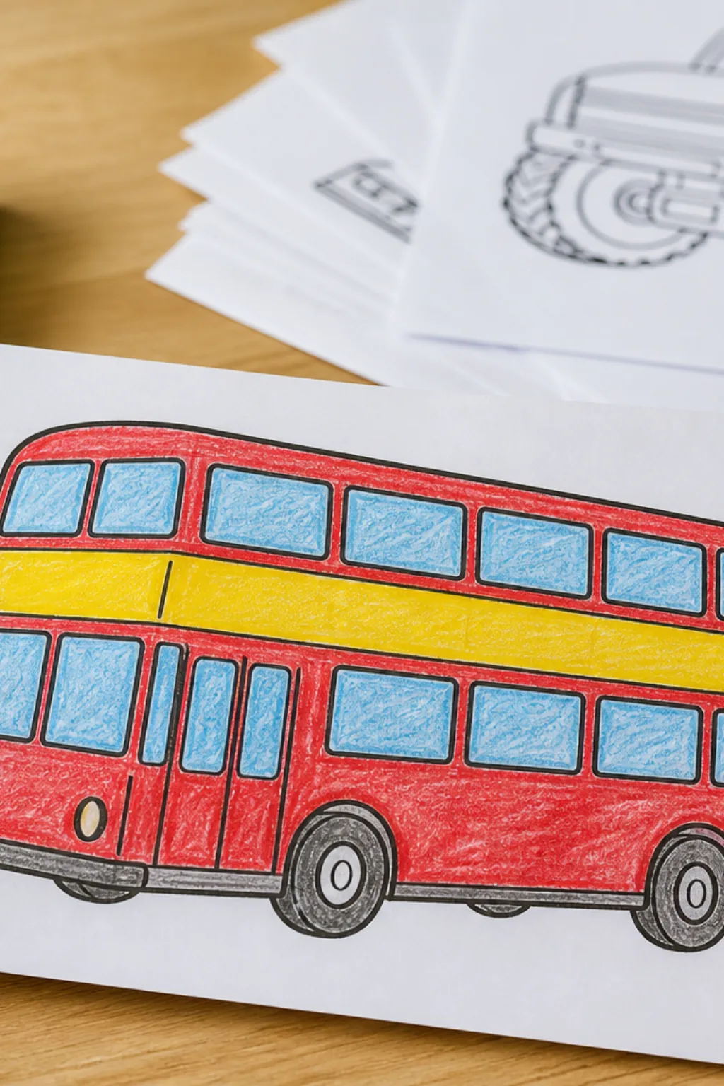 desenhos de ônibus de dois andares para colorir - 2