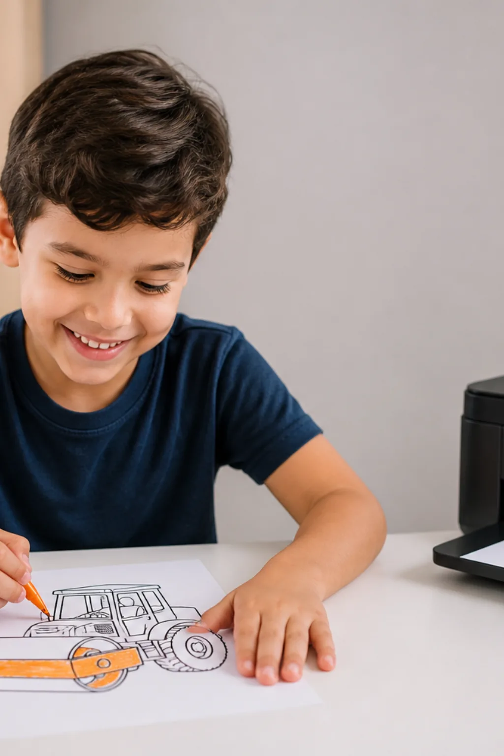 desenhos de rolo compactador para colorir — exemplo criado na Desenhos pra Colorir