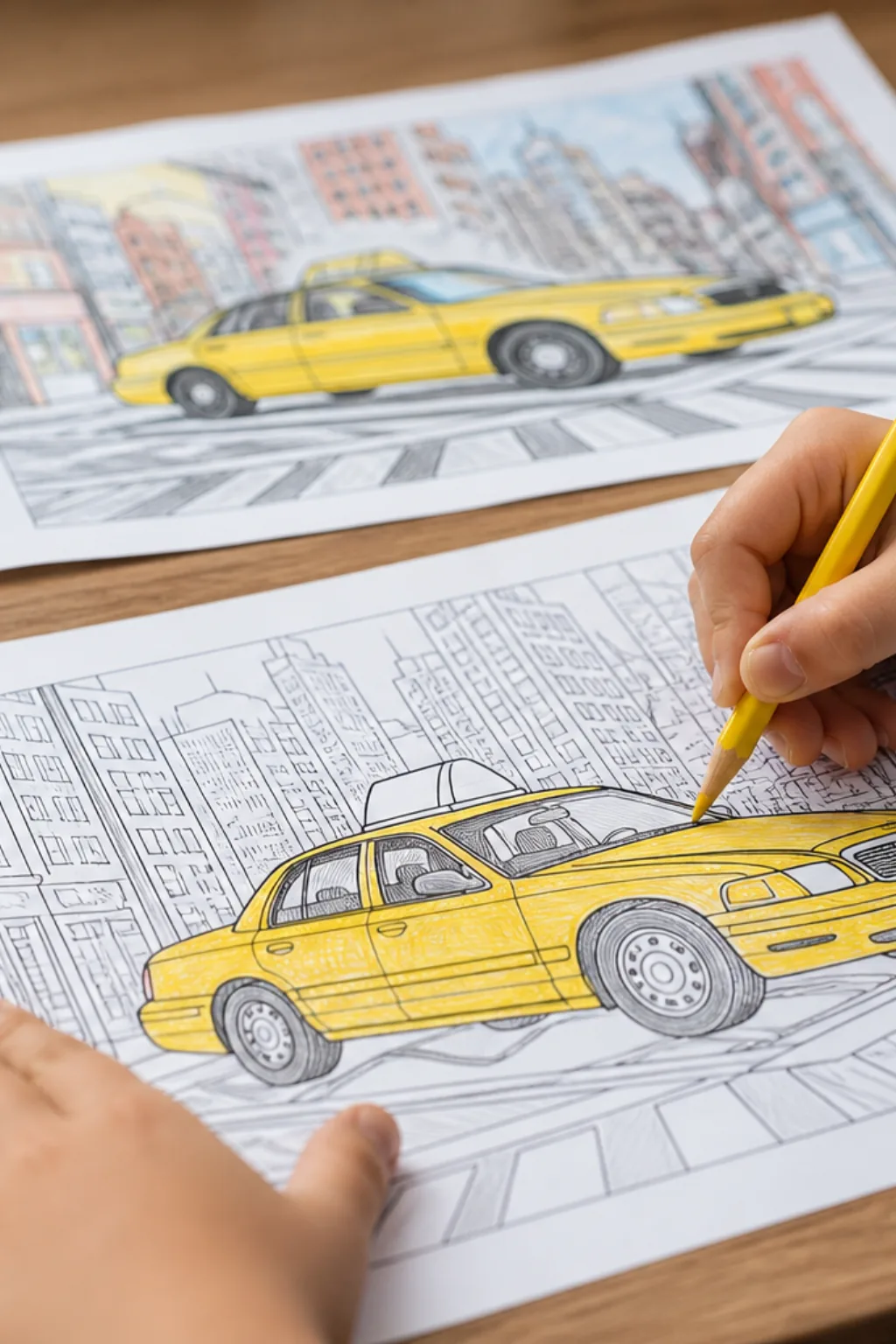 desenhos de táxi para colorir - 2