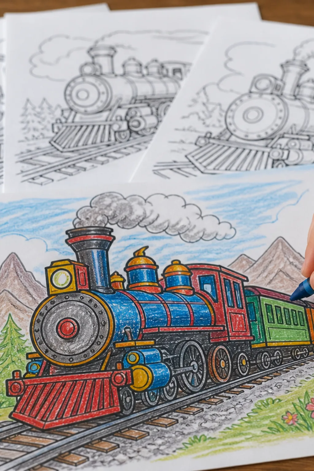 desenhos de trem para colorir - 2