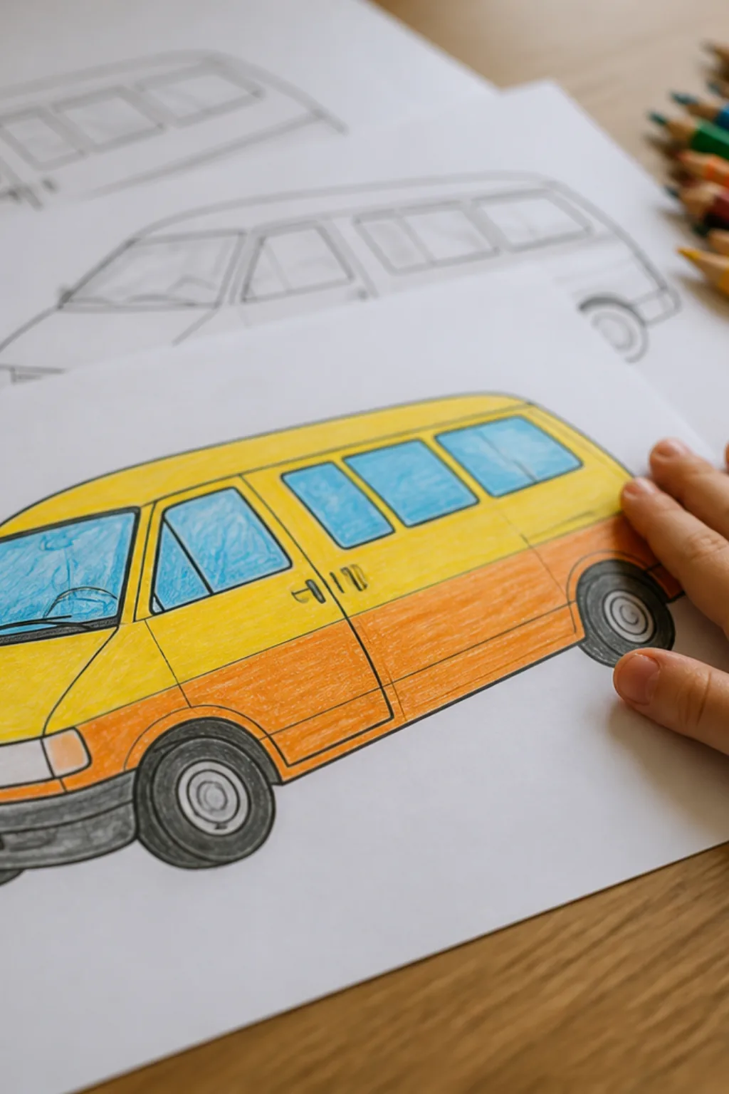 desenhos de van escolar para colorir - 2