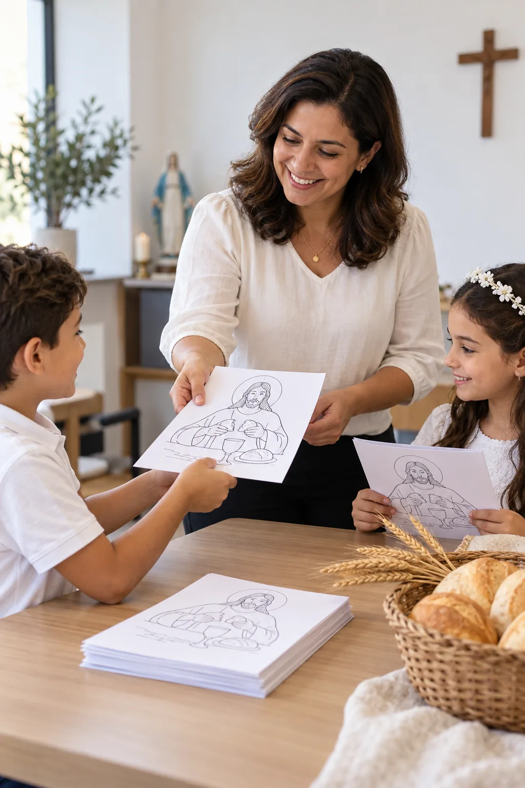 desenhos de Jesus como o Pão da Vida para colorir — exemplo criado na Desenhos pra Colorir