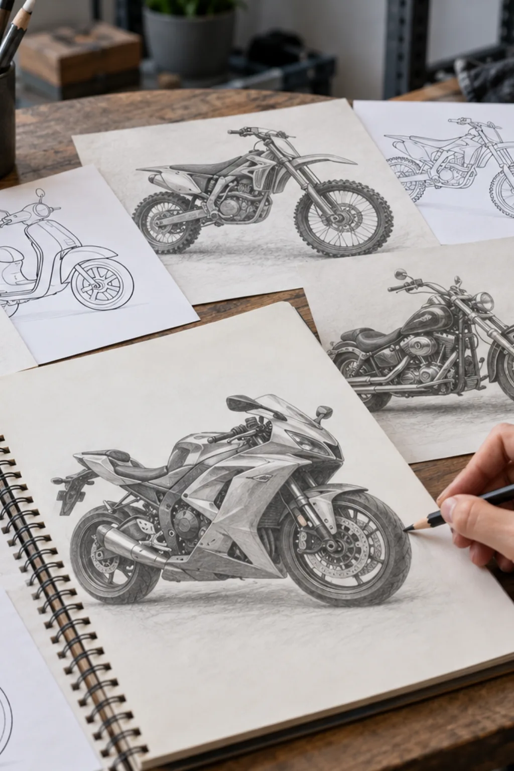 Desenhos de Motos para Desenhar - Depois