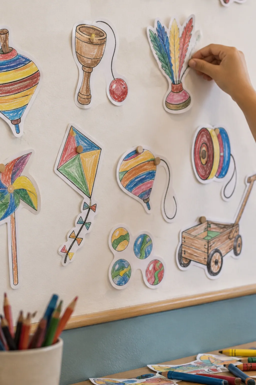 Desenhos de Brinquedos Antigos para Recortar - Depois