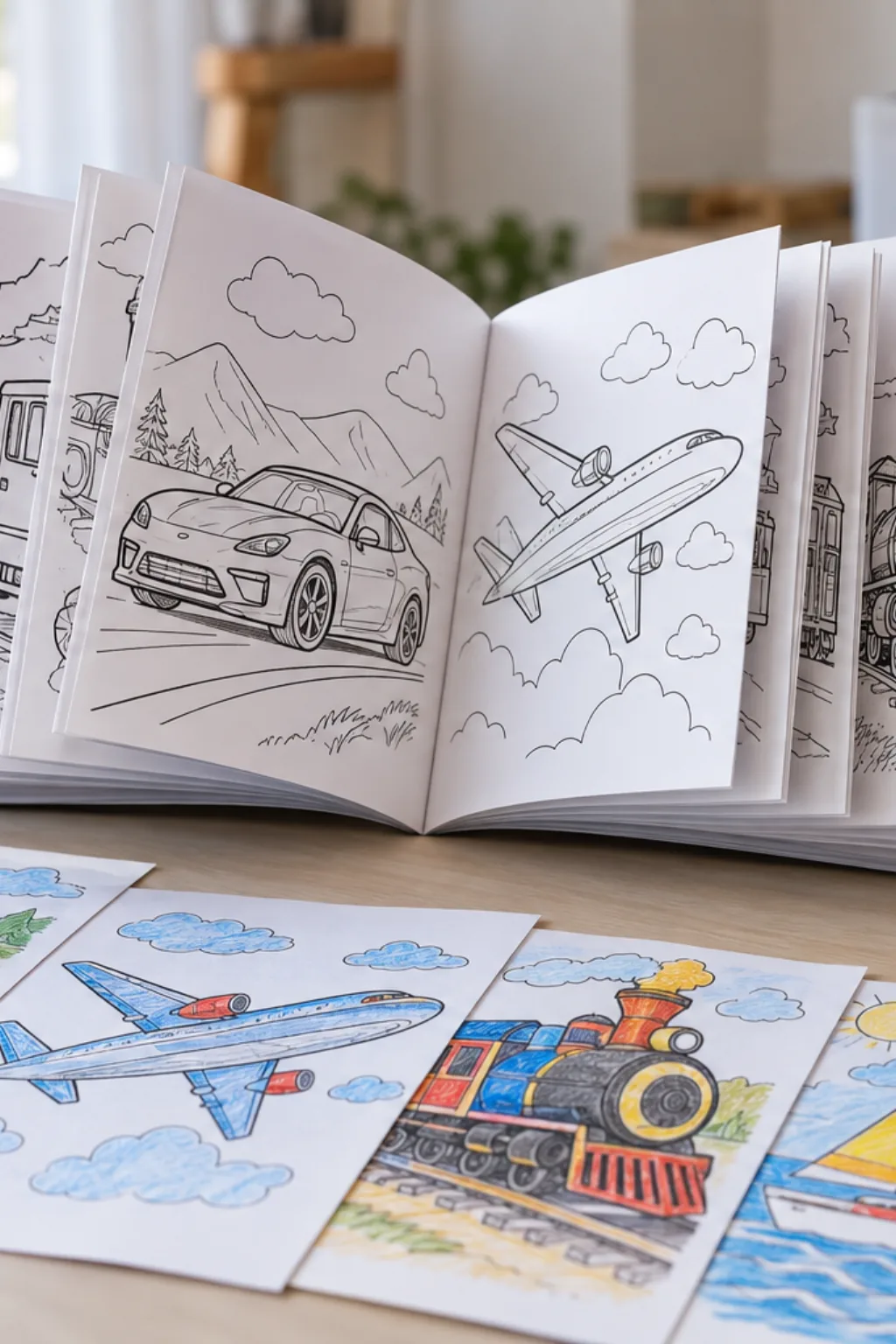 Livro de Colorir de Meios de Transporte - Depois
