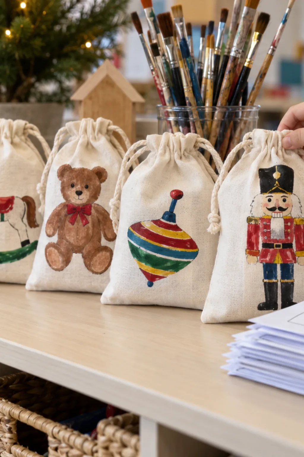 Riscos de Brinquedos de Natal para Pintura em Tecido - Depois