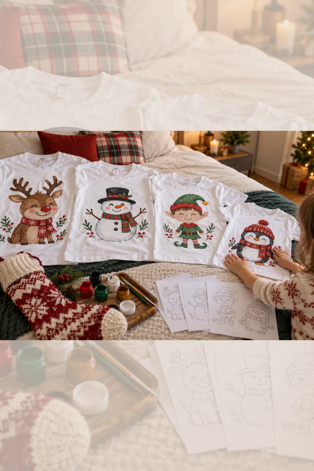 Riscos de Desenhos Animados de Natal para Pintura em Tecido - Depois