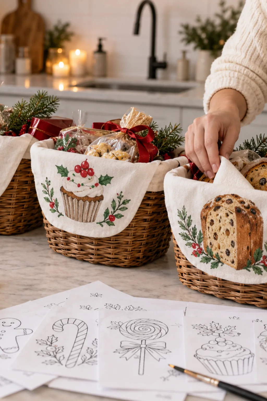 Riscos de Doces de Natal para Pintura em Tecido - Depois