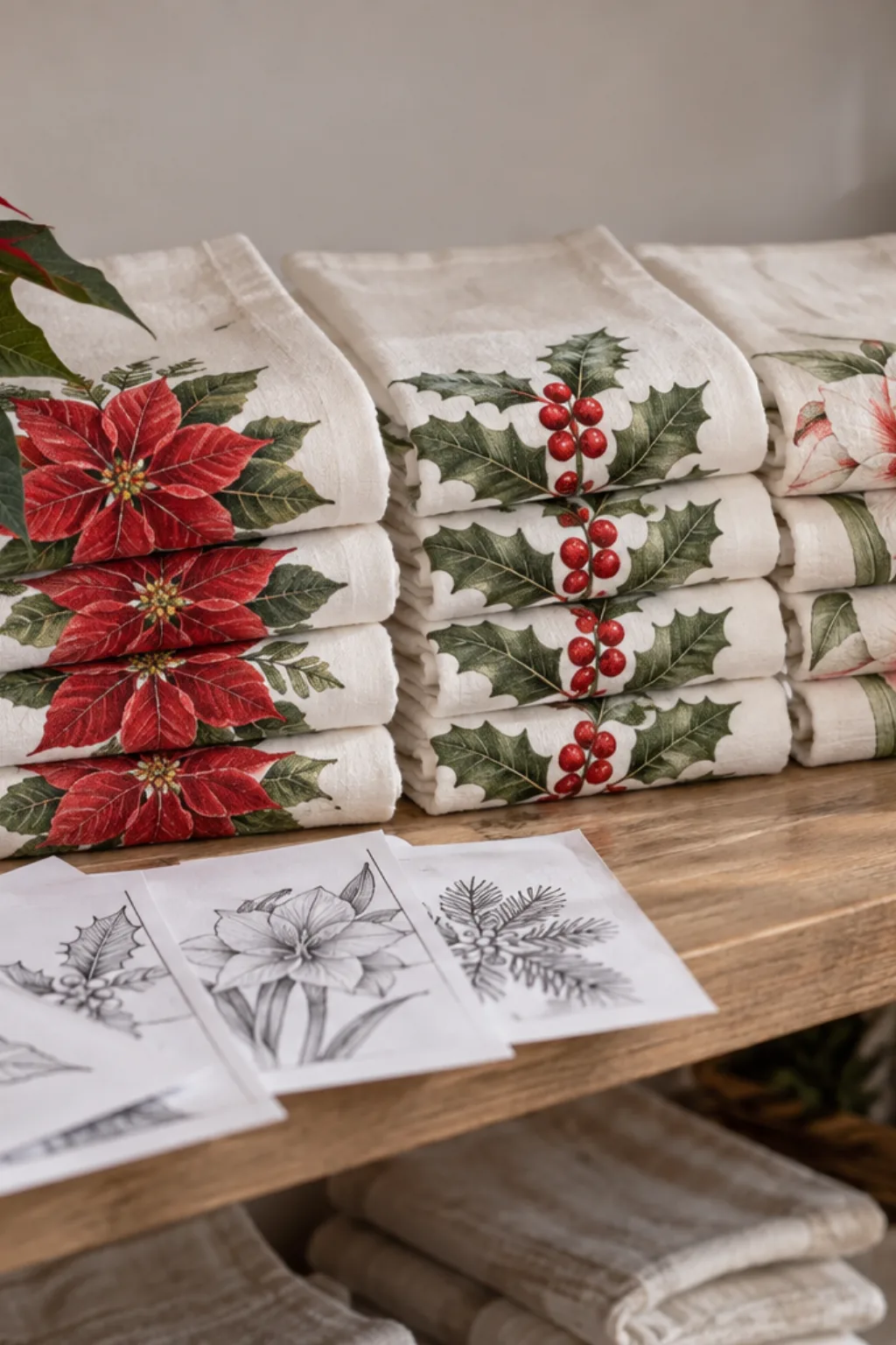 Riscos de Flores de Natal para Pintura em Tecido - Depois