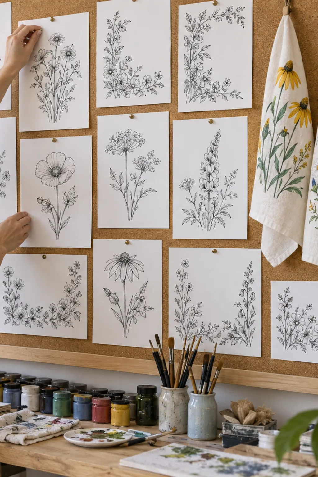 Riscos de Flores do Campo para Pintura em Tecido - Depois