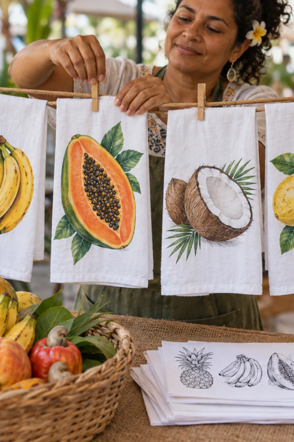 Riscos de Frutas Tropicais para Pintura em Tecido - Depois