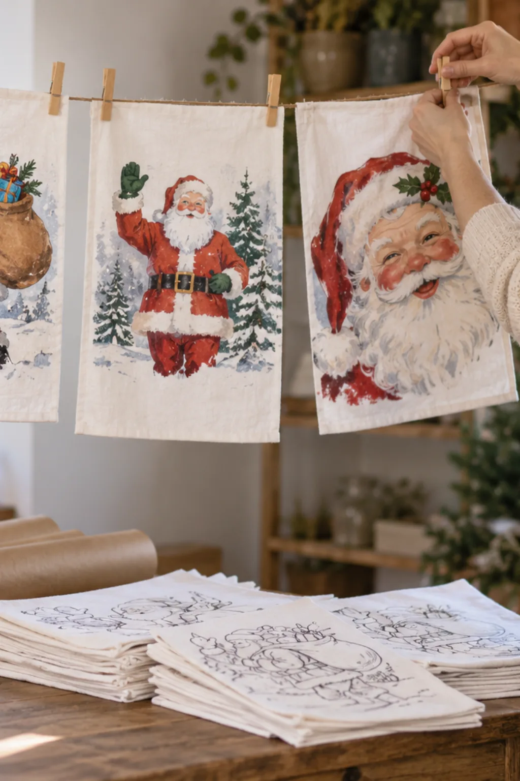 Riscos de Papai Noel para Pintura em Tecido - Depois