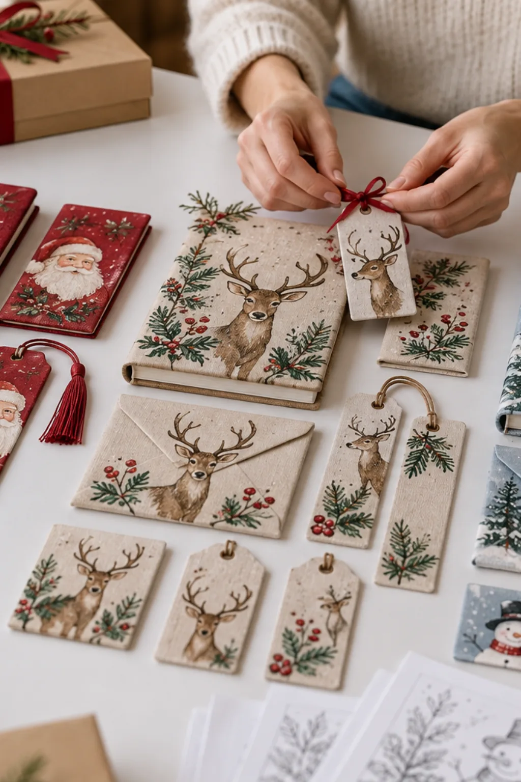 Riscos de Papelaria de Natal para Pintura em Tecido - Depois