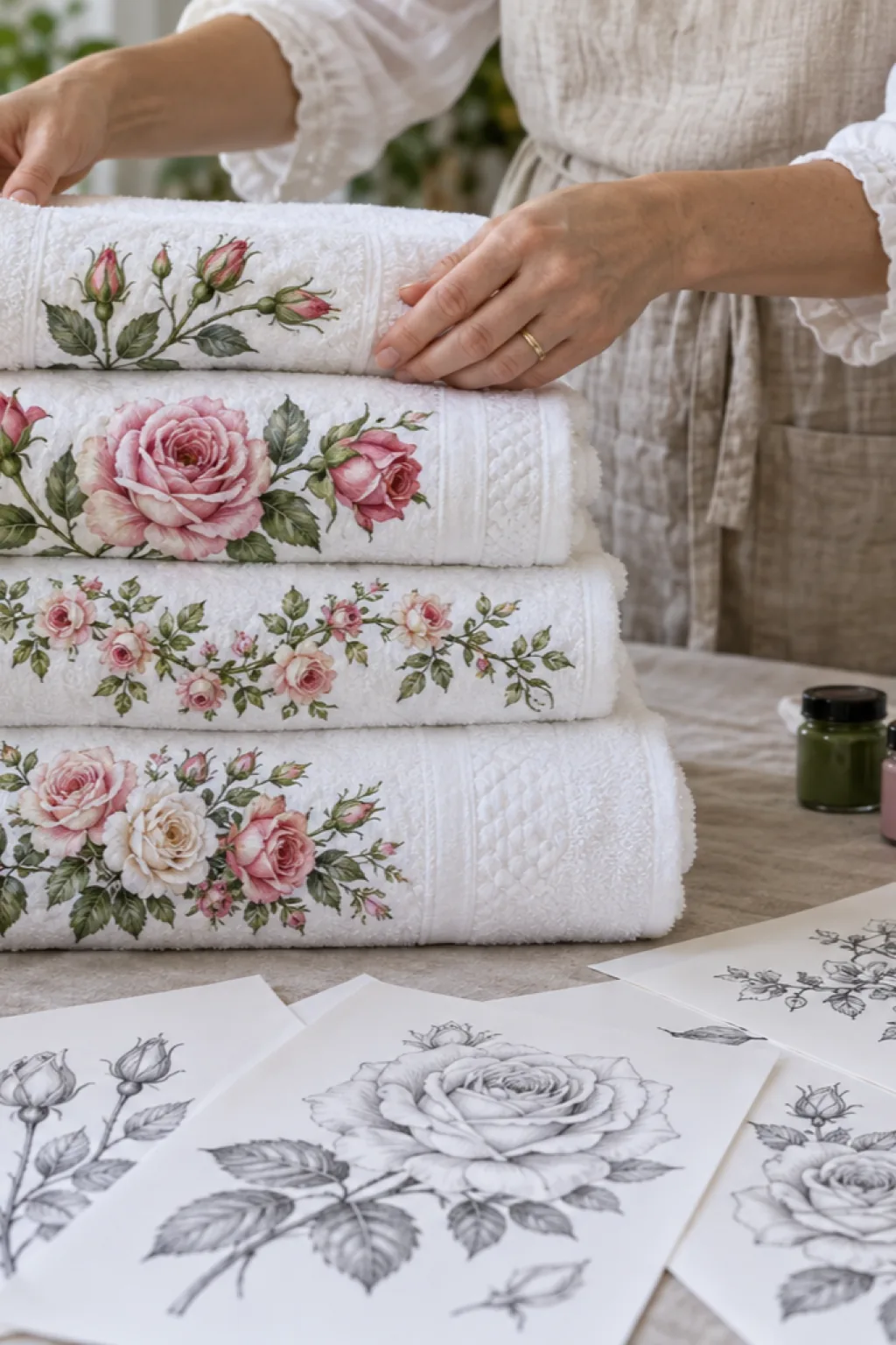 Riscos de Rosas para Pintura em Tecido - Depois
