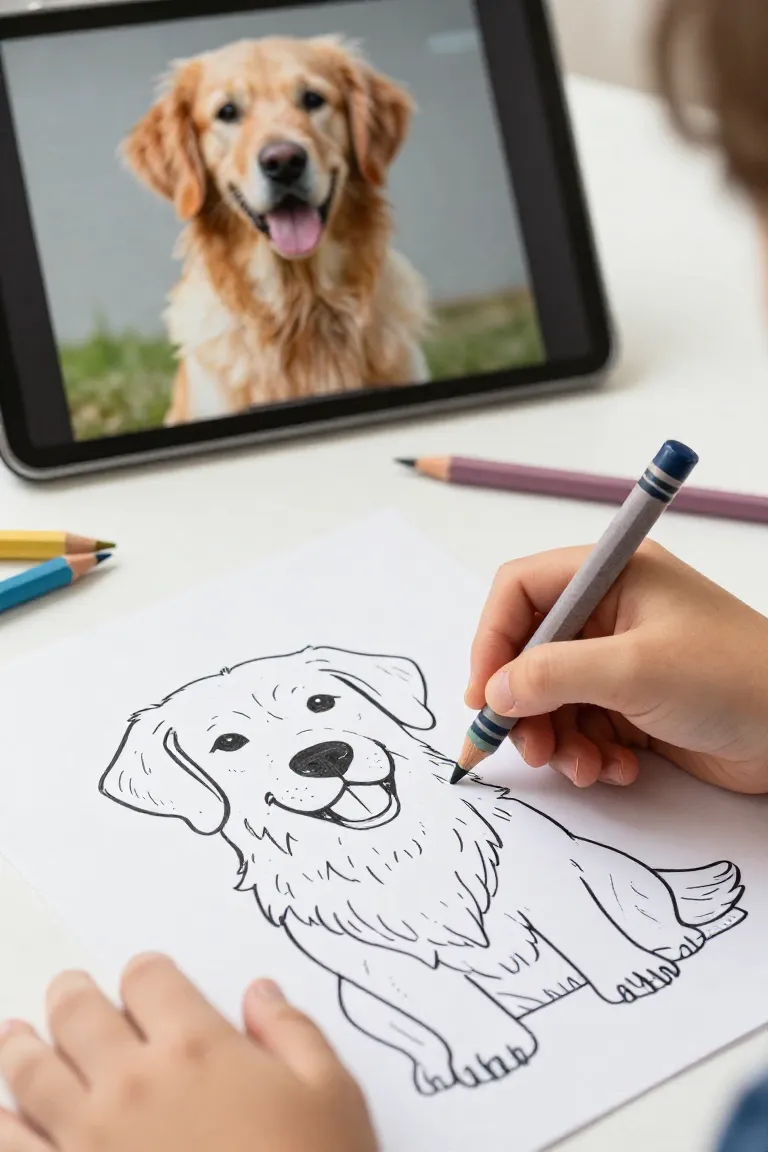 transformar foto em desenho — exemplo criado na Desenhos pra Colorir
