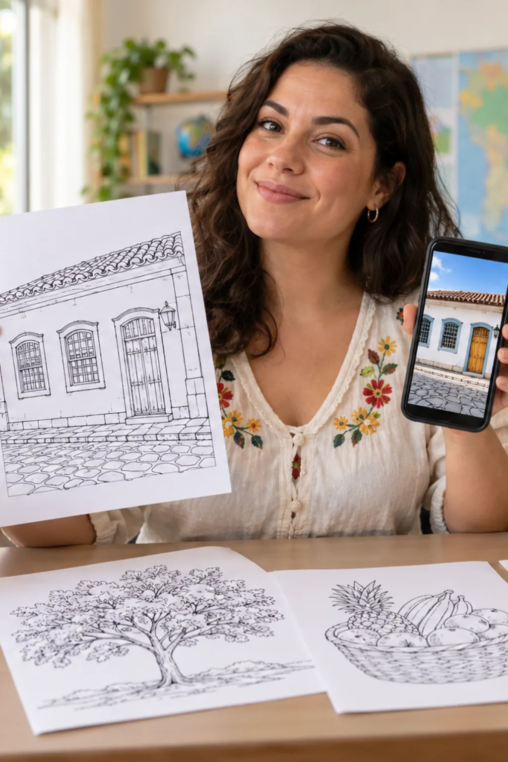 transformar foto em desenho — exemplo criado na Desenhos pra Colorir