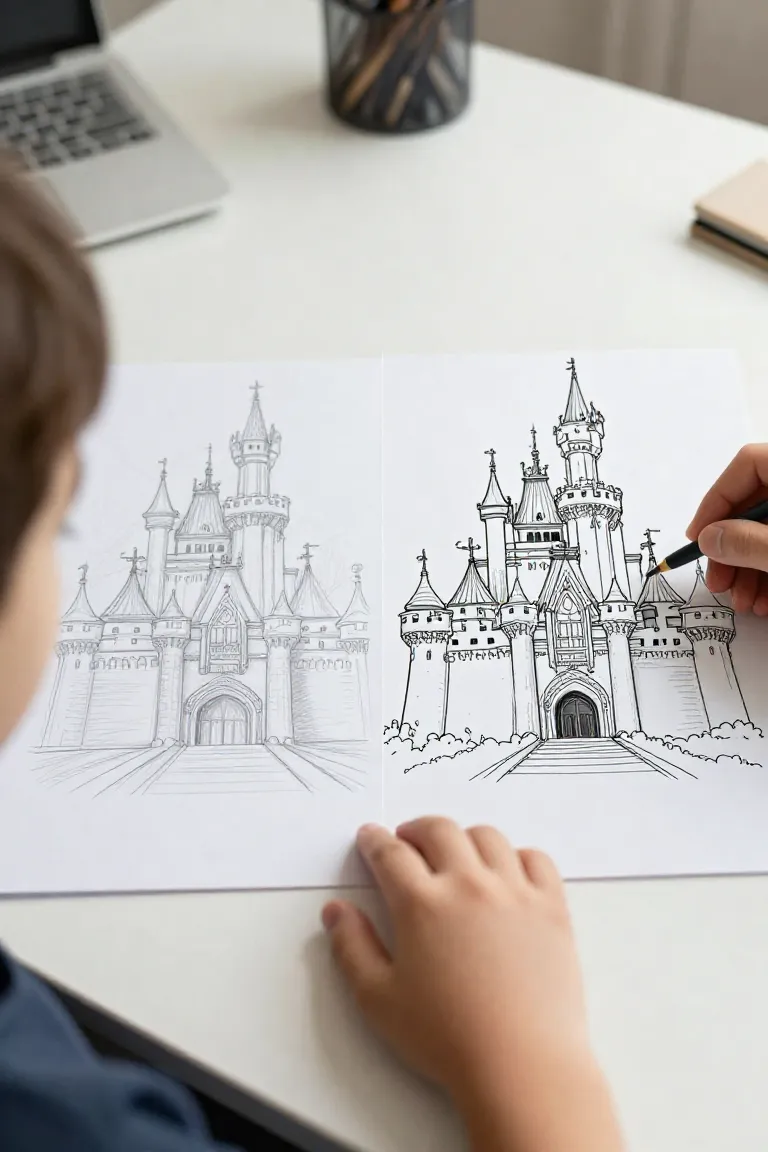 transformar rascunho em desenho — exemplo criado na Desenhos pra Colorir